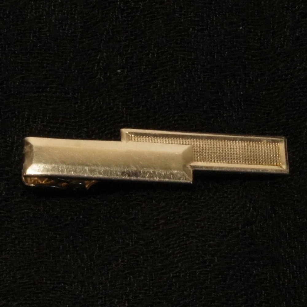 Vintage‎ Gold Tone Tie Clip Rectangular Textured Bar Classic Simple Tie Bar
